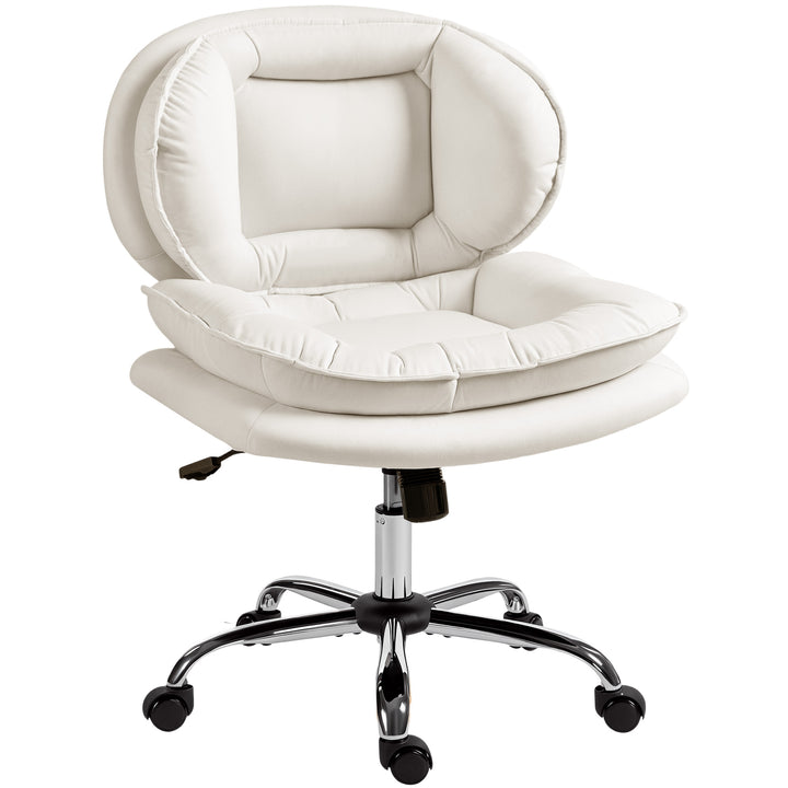 Cadeira de Escritório com Rodas Cadeira para Secretária com Função Inclinável Assento Amplo Sem Braços Duplo Acolchoamento Altura Ajustável 60x65x83-93 cm Cinza Claro