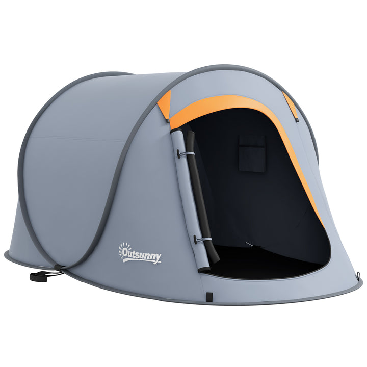 Tenda de Campismo para 2-3 Pessoas Tenda de Campismo Impermeável de 2000 mm com Bolsa de Transporte para Campismo Pesca Trekking 245x148x105 cm Cinzento