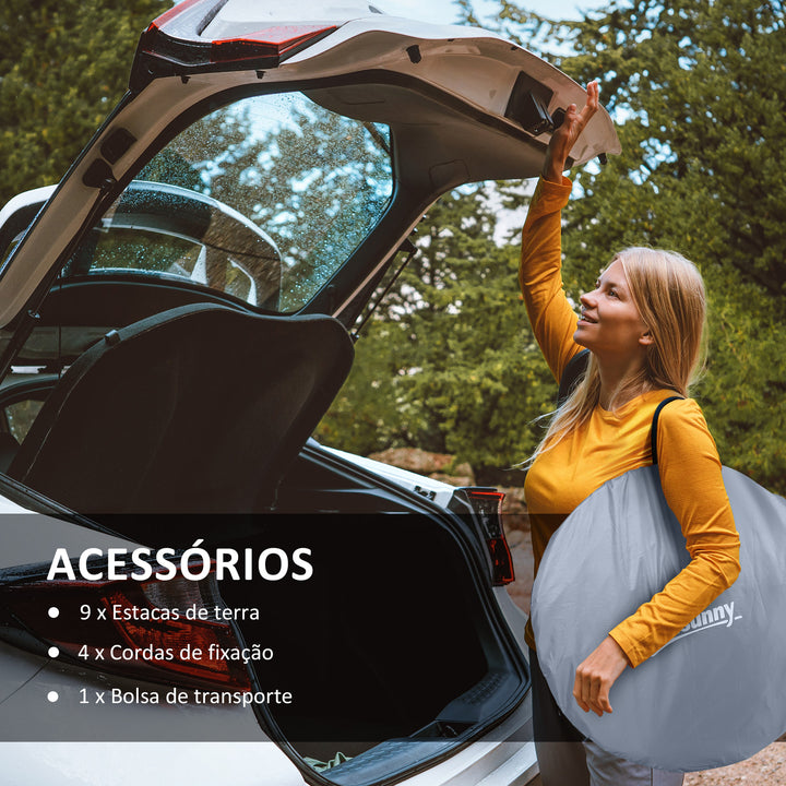 Tenda de Campismo para 2-3 Pessoas Tenda de Campismo Impermeável de 2000 mm com Bolsa de Transporte para Campismo Pesca Trekking 245x148x105 cm Cinzento
