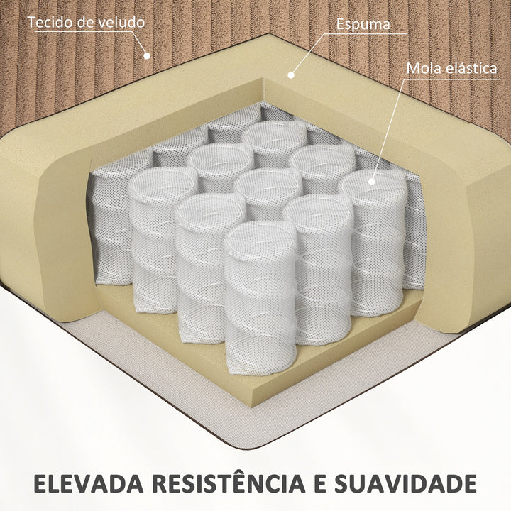 Poltrona Relax Reclinável Elétrica Levanta Pessoas, com Porta USB, Comando, Apoio para os Pés, Estofada em Veludo, Bolsos Laterais, Castanho