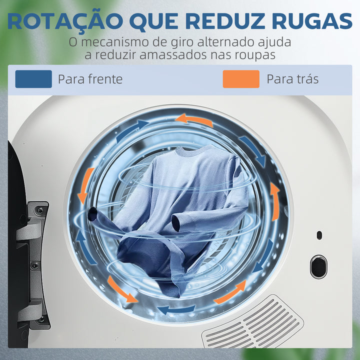 Máquina de Secar por Evacuação 4 kg Máquina de Secar Roupa 800W com Função Anti-Vincos Esterilização 5 Programas Carga Frontal Fácil de Engomar Tambor em Aço Inoxidável 48x40x56 cm Branco