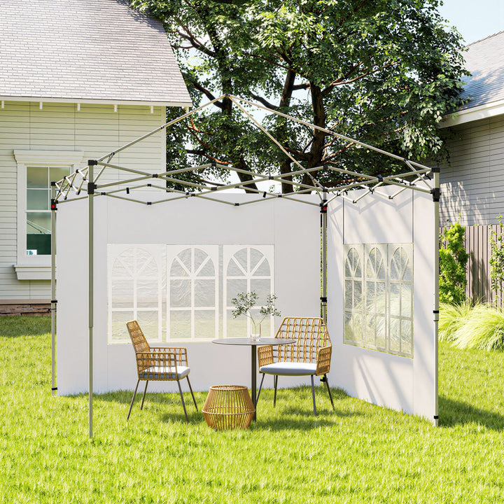 2 Painéis Laterais para Tenda de 3x3 / 3x4 m 295x195 cm Parede de Substituição de Tecido Oxford para Tendas Dobráveis com Janela para Jardim Exterior Festas Branco