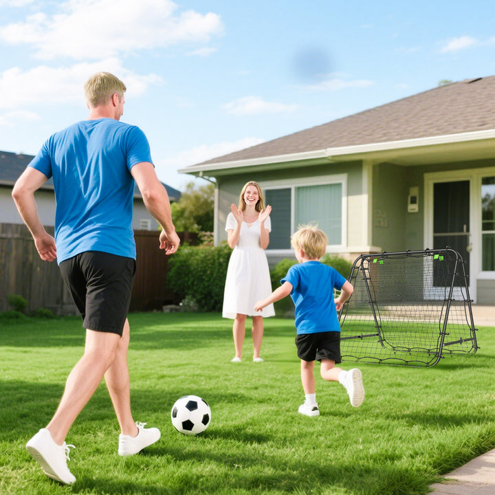 Rede de Rebote Dobrável para Treino Desportivo Ajustável em 5 Níveis de Ângulo com Tubo de Aço para Futebol Ténis e Basebol 100x95x90 cm Preto