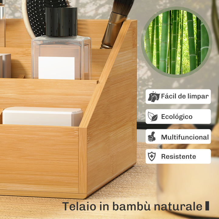 Organizador para Secretária de Bambu Sistema de Secretária Organizador de Mesa de Escritório Polivalente 33x20,5x15,5 cm