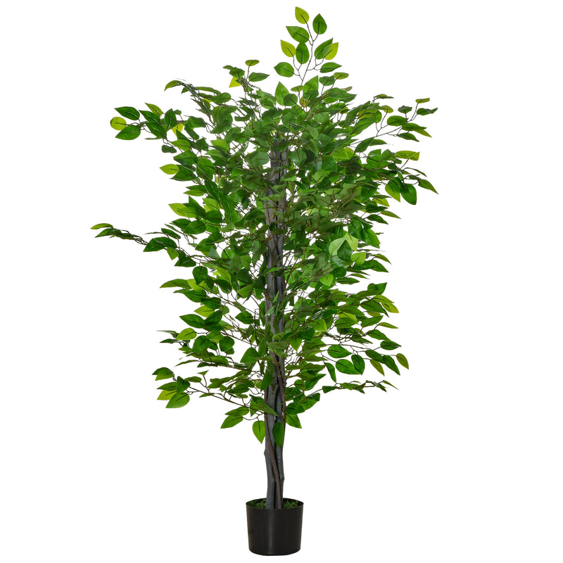 Planta Artificial Ficus 135 cm com Vaso 756 Folhas Planta Artificial Realista para Interior e Exterior Planta Artificial Decorativa Verde