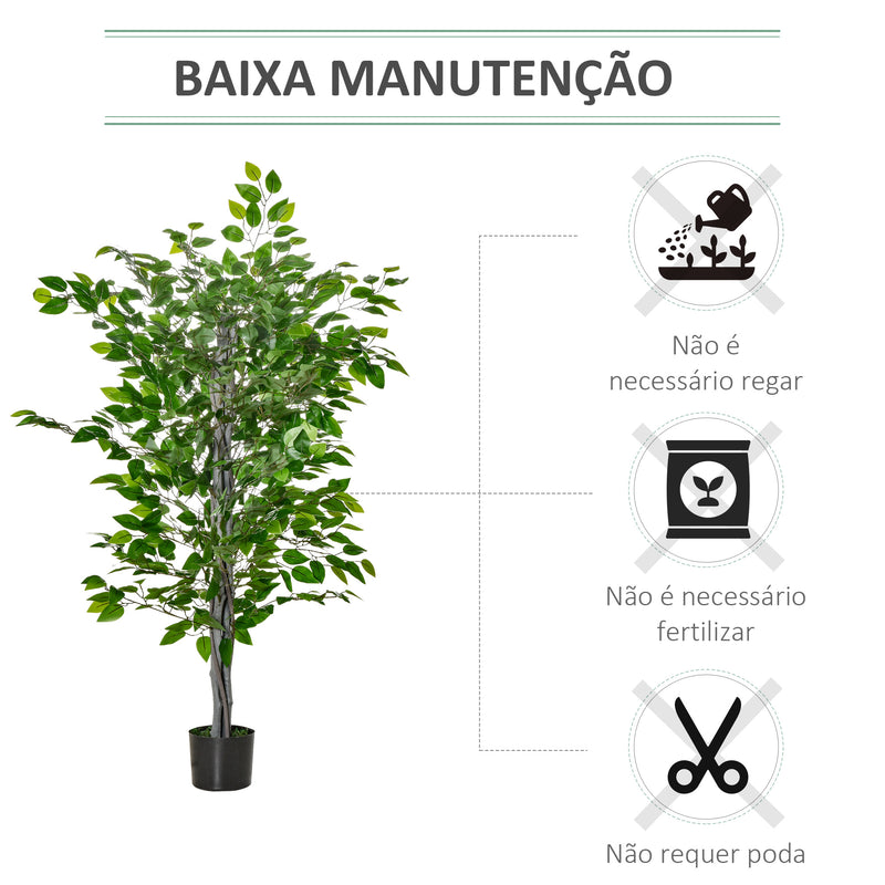 Planta Artificial Ficus 135 cm com Vaso 756 Folhas Planta Artificial Realista para Interior e Exterior Planta Artificial Decorativa Verde