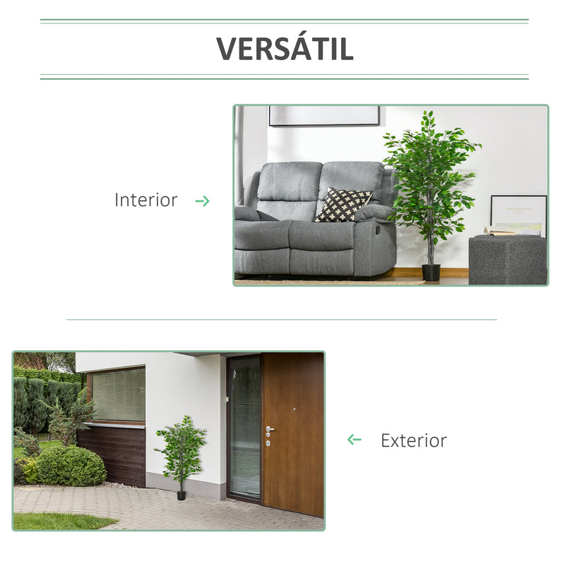 Planta Artificial Ficus 135 cm com Vaso 756 Folhas Planta Artificial Realista para Interior e Exterior Planta Artificial Decorativa Verde