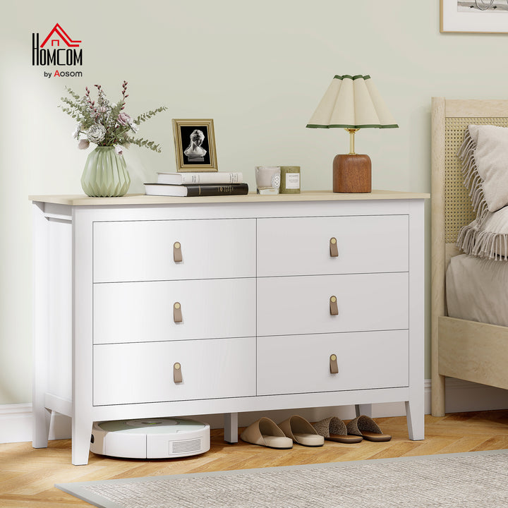 Cómoda de 6 Gavetas Cómoda para Dormitório com Puxadores de PU Cómoda para Sala de Estar Corredor 120x40x78 cm Branco