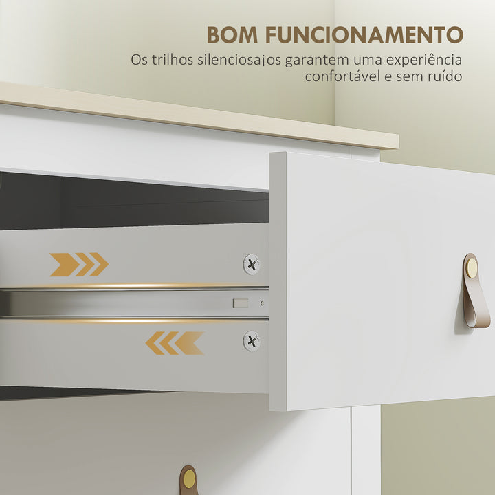 Cómoda de 6 Gavetas Cómoda para Dormitório com Puxadores de PU Cómoda para Sala de Estar Corredor 120x40x78 cm Branco