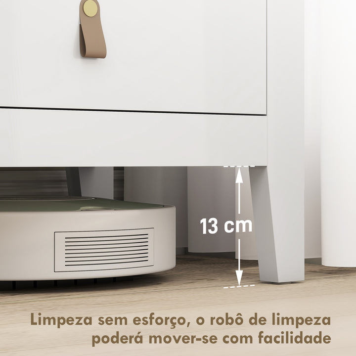 Cómoda de 6 Gavetas Cómoda para Dormitório com Puxadores de PU Cómoda para Sala de Estar Corredor 120x40x78 cm Branco