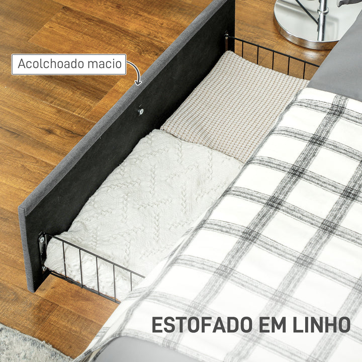 Estrutura de Cama Dupla 140x190 cm Estrutura Cama de Casal com 3 Gavetas e Estrutura de Metal Carga 363 kg Cinza