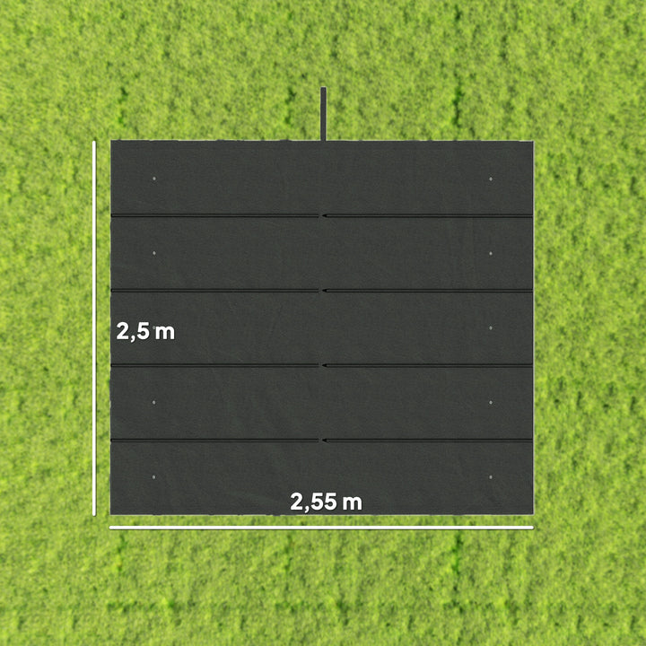 Cobertura para Pérgola 2,5x2,55 m Teto de Substituição Retrátil para Pérgola com 10 Orifícios de Drenagem Cinza Escuro
