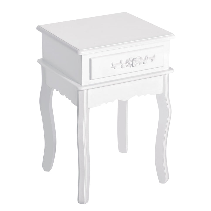 Mesa de Cabeceira Branca com 1 Gaveta para sala de estar e quarto MDF e Madeira 40 x 35 x 60 cm