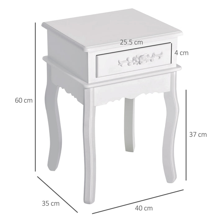 Mesa de Cabeceira Branca com 1 Gaveta para sala de estar e quarto MDF e Madeira 40 x 35 x 60 cm
