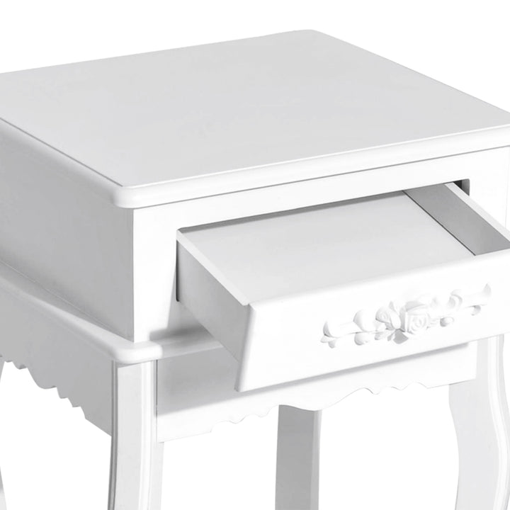 Mesa de Cabeceira Branca com 1 Gaveta para sala de estar e quarto MDF e Madeira 40 x 35 x 60 cm