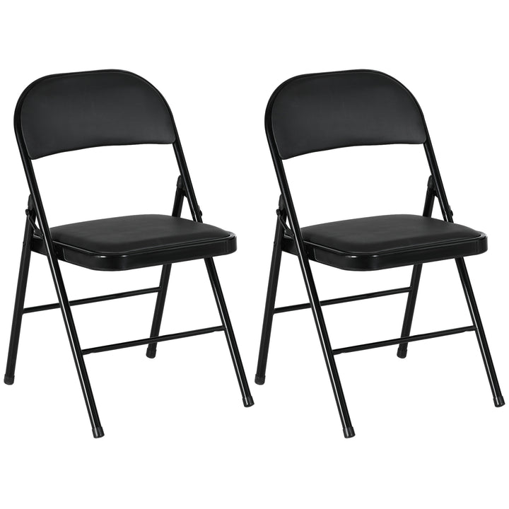 Conjunto de 2 Cadeiras Dobráveis Cadeiras Dobráveis com Encosto e Estrutura de Aço para Sala de Estar Escritório Estúdio 45x46x78 cm Preto