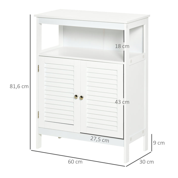 Armário de banheiro auxiliar com 2 portas Prateleiras 60x30x81,6 cm Branco