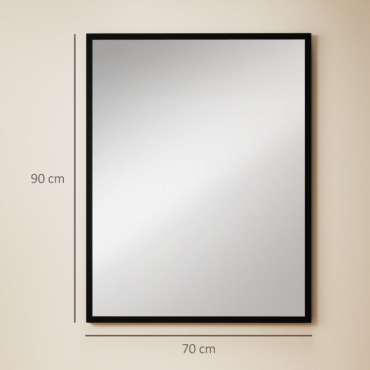 Espelho de Parede 70x90 cm Espelho de Casa de Banho Retangular Decorativo para Sala Entrada Corredor Horizontal ou Vertical Preto