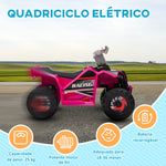 Quadriciclo Elétrico para Crianças 18-36 Meses Veículo Elétrico a Bateria de 6V com Velocidade 2,5 km/h Avanço e Marcha Atrás 70x41,5x48,5 cm Rosa