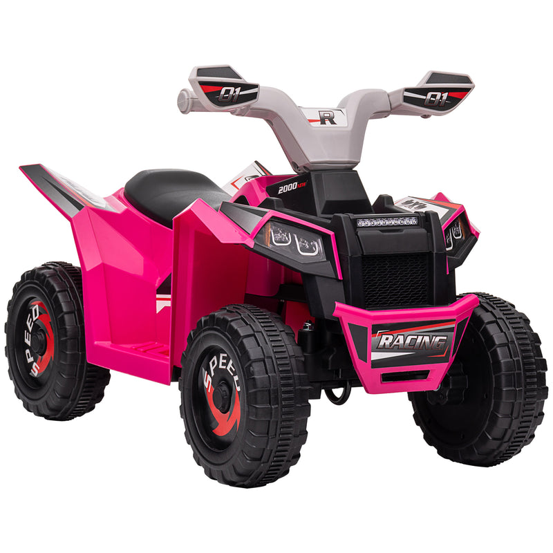 Quadriciclo Elétrico para Crianças 18-36 Meses Veículo Elétrico a Bateria de 6V com Velocidade 2,5 km/h Avanço e Marcha Atrás 70x41,5x48,5 cm Rosa