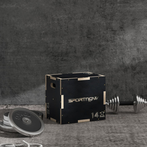 Caixa Pliométrica com 3 Alturas Diferentes Caixa de Saltos para Treino de Força em Casa Escritório Ginásio CrossFit Carga 120 kg 40,5x35,5x30,5 cm Preto