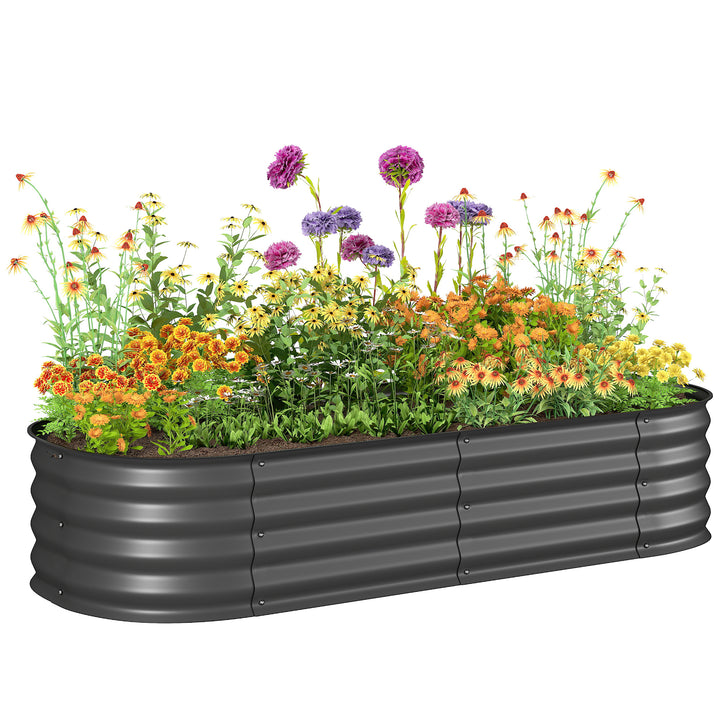 Caixa de Plantio de Exterior Grande em Aço Galvanizado para Cultivo de Plantas Floreira Exterior com Bordas de Segurança Montagem Fácil Resistente às Intempéries 150x62x30 cm Cinzento