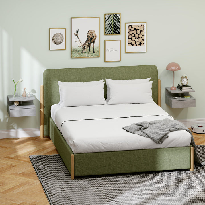 Conjunto de 2 Mesas de Cabeceira Flutuantes, Mesas de Cabeceira com Gaveta e Prateleira Aberta, Design Moderno, Poupa Espaço, para Sala ou Quarto, 35x32x22,5 cm, Cinzento