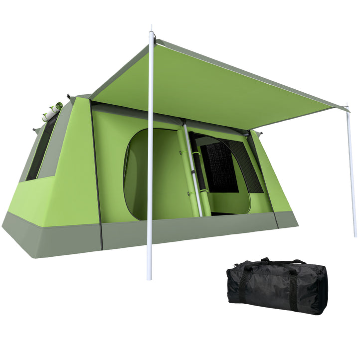 Tenda de Campismo Familiar 4-8 Pessoas Portátil e Impermeável com Bolsa de Transporte 410x310x225cm