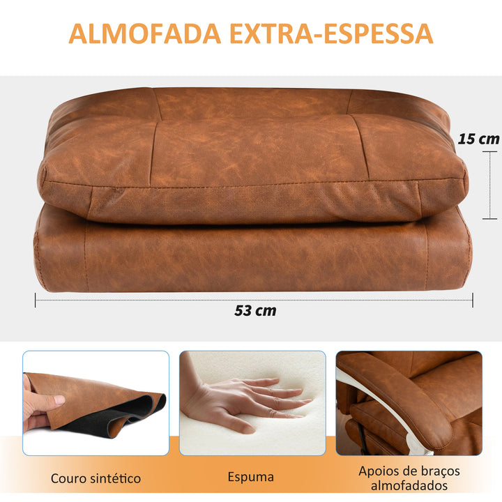 Cadeira de Escritório com Suporte Lombar Inflável Estofada em PU Cadeira de Secretária Giratória com Apoio para Pés Encosto Reclinável Encosto Alto Altura Ajustável 65x76x113-121 cm Marrom