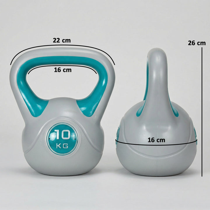 Kettlebell 10kg Peso Russo com Revestimento de PU e Enchimento de Areia para Treinamento em Casa Ginásio 22x16x26cm Azul e Cinza