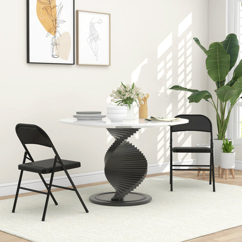 Conjunto de 2 Cadeiras Dobráveis Cadeiras Dobráveis com Encosto e Estrutura de Aço para Sala de Estar Escritório Estúdio 45x46x78 cm Preto