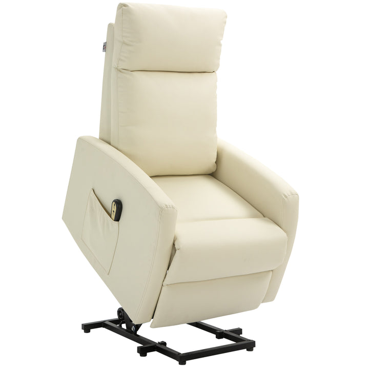Poltrona Relax Levanta Pessoas Poltrona Elétrica Reclinável a 145° com Controlo Remoto Apoio para Pés para Pessoas Idosas 67x95x105 cm Creme