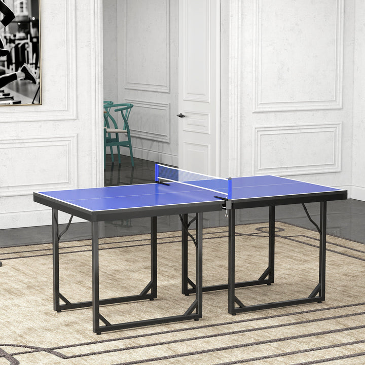 Mesa de Ping Pong Dobrável Mesa de Ping Pong Profissional com Rede e Estrutura de Aço para Interior e Exterior 182x91x76 cm Azul