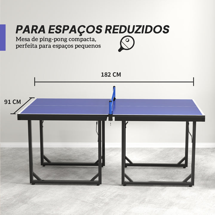 Mesa de Ping Pong Dobrável Mesa de Ping Pong Profissional com Rede e Estrutura de Aço para Interior e Exterior 182x91x76 cm Azul