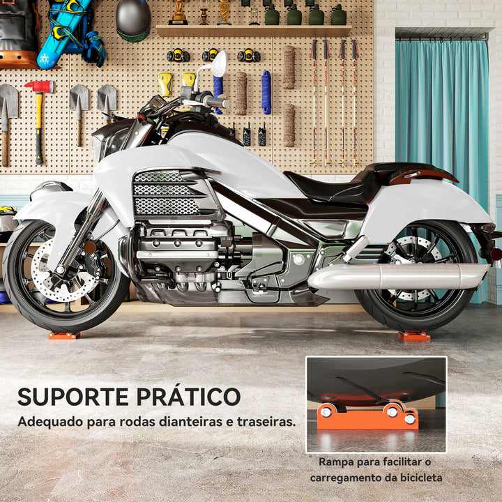 Suporte de Rolos para Moto Suporte para Limpeza de Rodas para Limpeza de Pneus e Lubrificação de Correntes para Motos < 220 kg e Largura de Pneus <180 mm Laranja