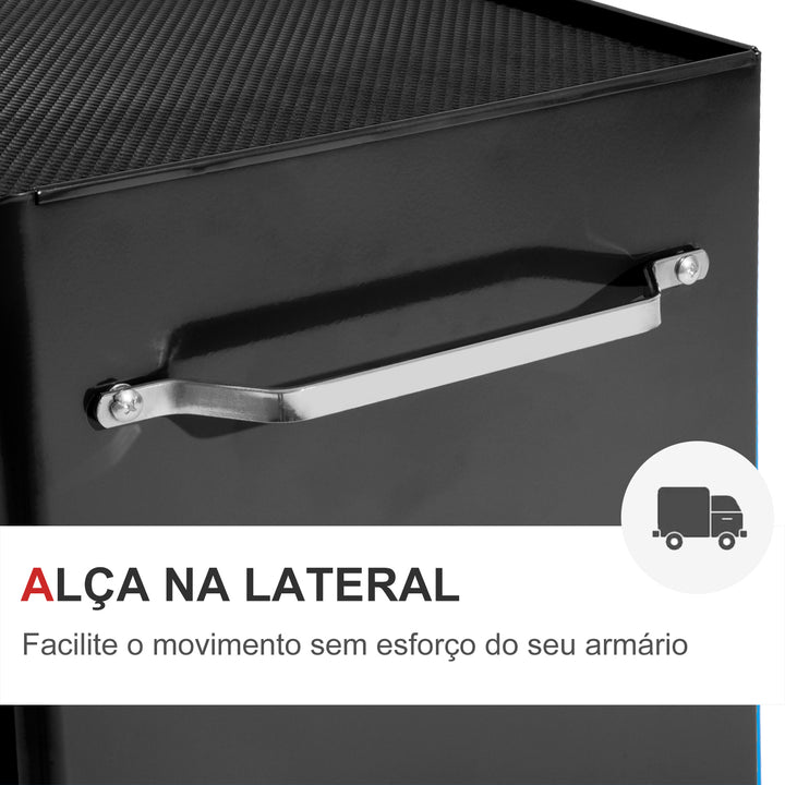 Carrinho de ferramentas com 5 gavetas para oficina - Preto - Chapa de aço - 61,5 × 33 × 85 cm (CxLxA)