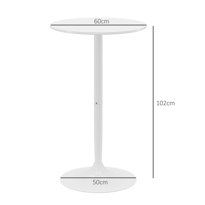 Mesa de Bar Redonda Mesa Alta de Cozinha Moderna com Bancada Pintada e Estrutura de Aço para 2 Pessoas para Casa Sala de Jantar Ø60x102 cm Branco