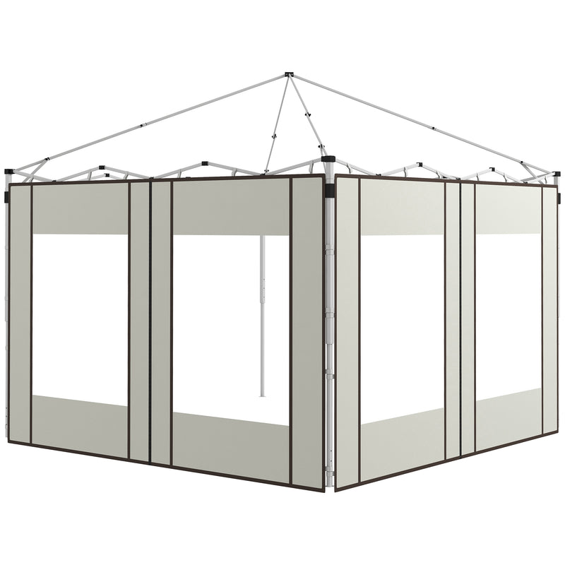 Paredes Laterais para Tenda de 2 Painéis 295x195 cm Paredes Laterais de Substituição em Tecido Oxford com 2 Janelas para Tendas de 6x3 m 3x3 m Creme