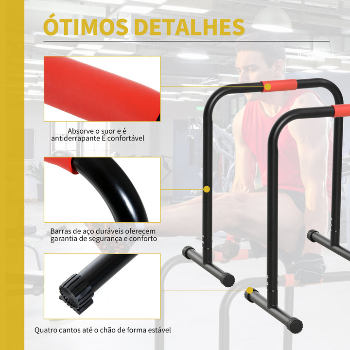 Suporte de treino de barras paralelas para flexões inclinadas construção muscular Calistênicos 63x41x73 cm Preto
