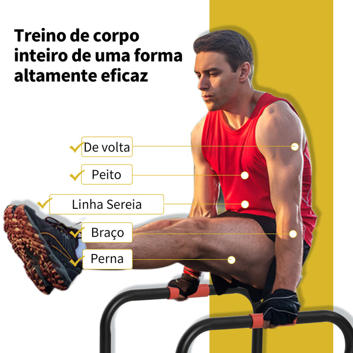 Suporte de treino de barras paralelas para flexões inclinadas construção muscular Calistênicos 63x41x73 cm Preto