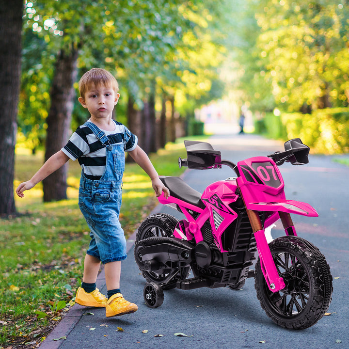AIYPLAY Mota Elétrica para Crianças acima de 3 Anos Moto a Bateria para Crianças 6V com Rodas de Treino e Buzina Mota para Crianças Carga 30 kg 105x57x62 cm Rosa