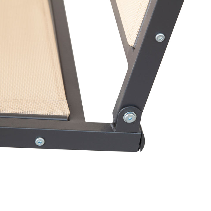 Baloiço de Jardim Exterior de 3 Lugares com Toldo Reclinável Baloiço de Jardim com Assento Respirável e Estrutura de Aço para Terraço ou Varanda 175x118x159 cm Bege