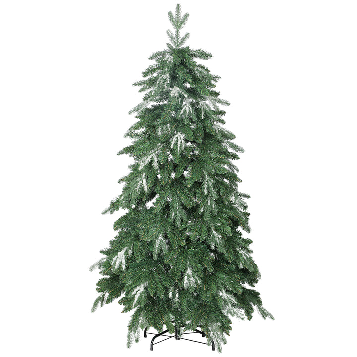 Árvore de Natal Artificial 150 cm Ramos Realistas com Efeito Neve Árvore de Natal com Suporte em Aço Base Dobrável Montagem Rápida Decoração de Natal para Casa Festa Verde