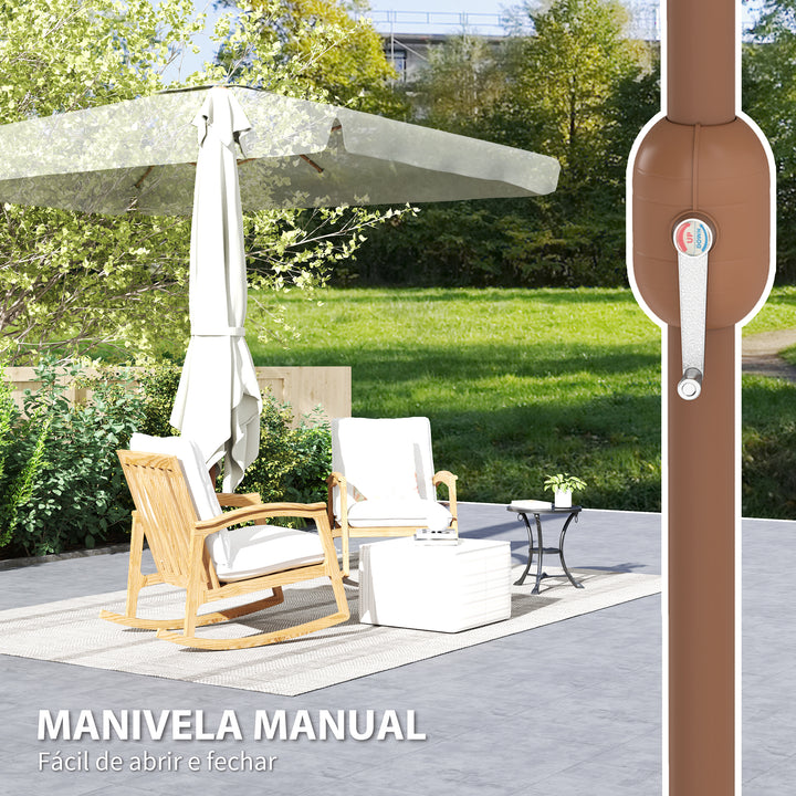 Chapéu de Sol de Jardim 300x200 cm Chapéu de Sol de Exterior com Ângulo Ajustável Mastro de Alumínio Manivela e Proteção UV 50+ Chapéu de Sol para Jardim Pátio Bege