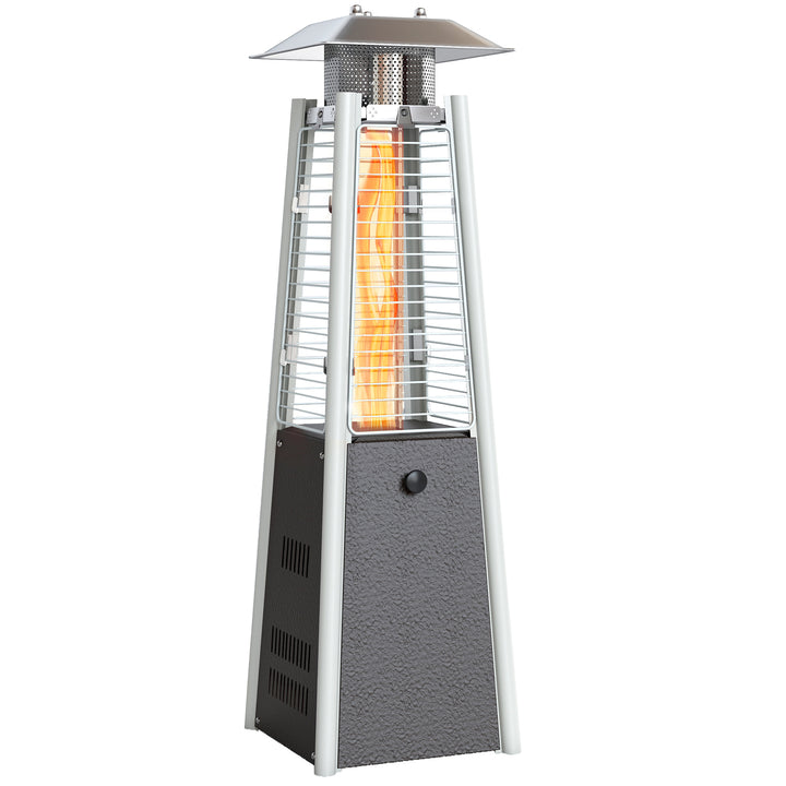 Aquecedor a Gás Butano 3 KW Aquecedor de Exterior a Gás Portátil com Temperatura Ajustável Proteção contra Tombos Ignição por Pressão Adequado para Butano e Propano 23x23x89 cm Prata e Bronze