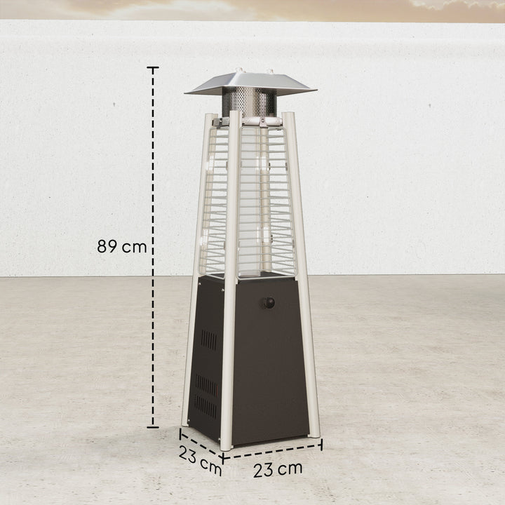 Aquecedor a Gás Butano 3 KW Aquecedor de Exterior a Gás Portátil com Temperatura Ajustável Proteção contra Tombos Ignição por Pressão Adequado para Butano e Propano 23x23x89 cm Prata e Bronze