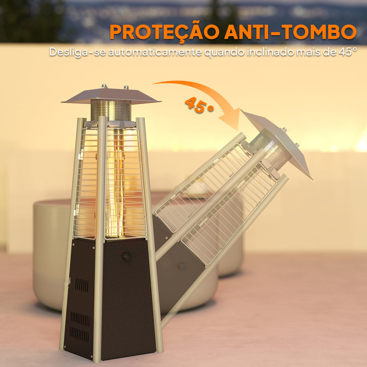 Aquecedor a Gás Butano 3 KW Aquecedor de Exterior a Gás Portátil com Temperatura Ajustável Proteção contra Tombos Ignição por Pressão Adequado para Butano e Propano 23x23x89 cm Prata e Bronze