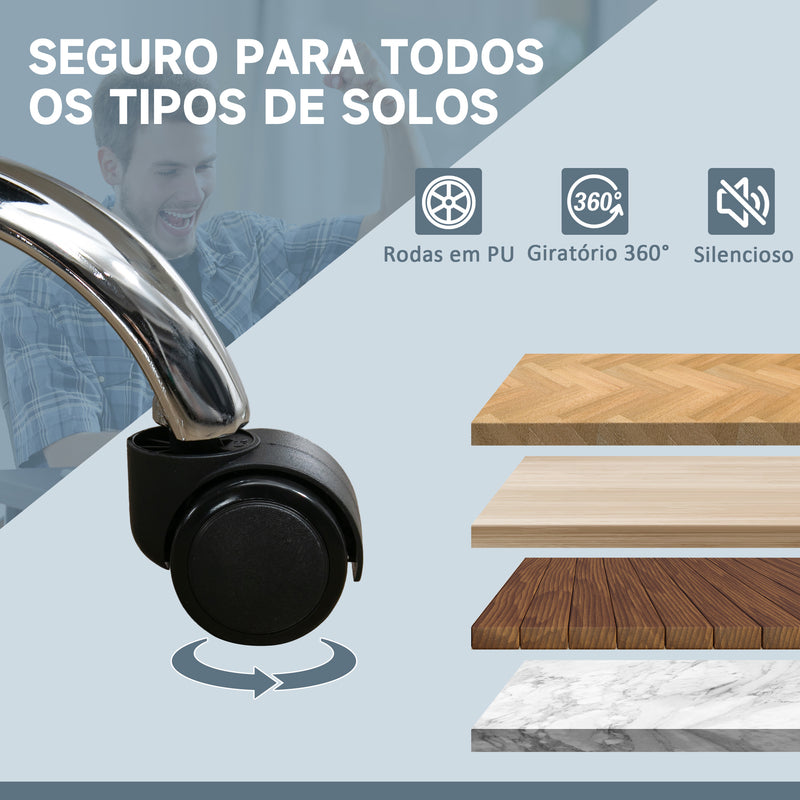 Cadeira de Escritório com 6 Pontos de Massagem por Vibração e Aquecimento Estofada em Couro PU Cadeira de Escritório Reclinável com Apoio para os Pés e Altura Ajustável 67x67x113-121 cm Cinza