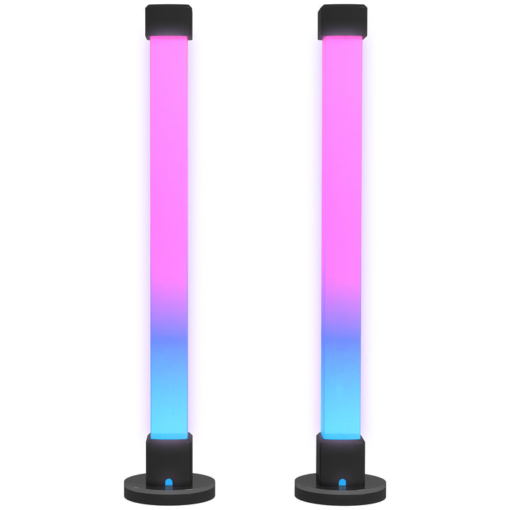 Conjunto de 2 Candeeiros de Mesa Candeeiros de Mesa LED com Controlo Remoto App Bluetooth Sincronização com Música e Temporizador para Sala de Estar Sala de Jogos Dormitório 6x6x32,5 cm Branco