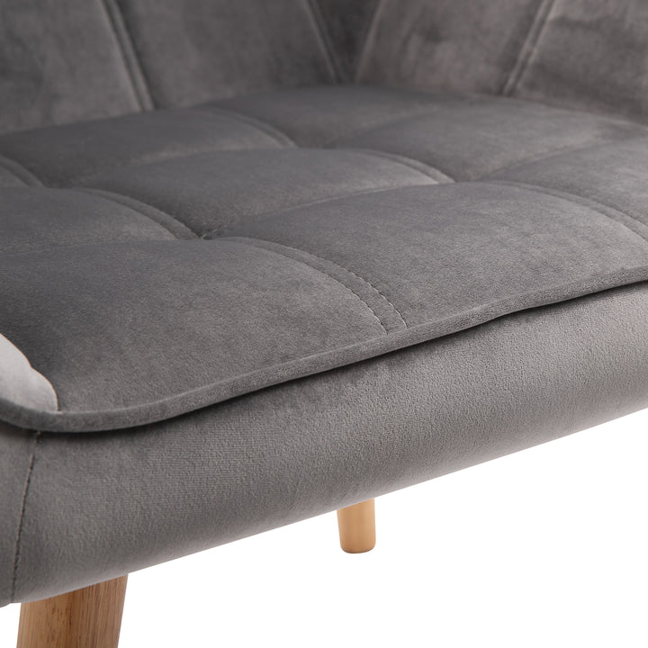 Poltrona Moderna Poltrona de Leitura Estofada em Veludo com Assento Amplo Pés em Madeira Poltrona Relax para Sala de Estar Quarto 67x61,5x71 cm Cinza